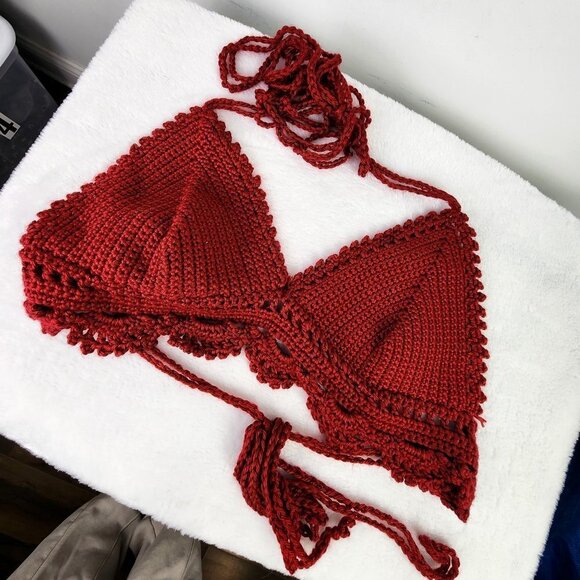 Red Crochet Crop Top - Picture 2 of 5